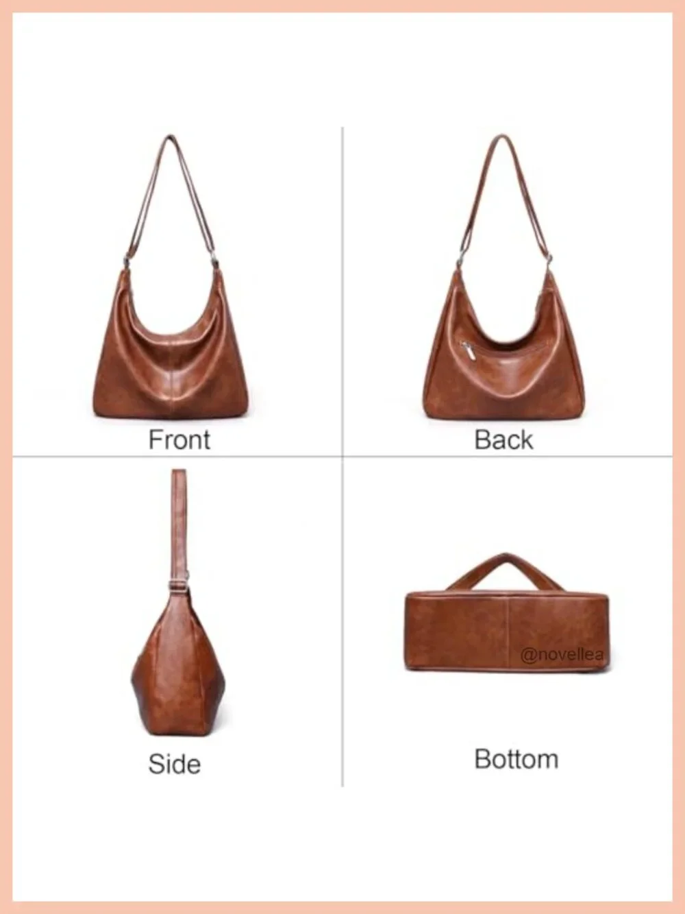 Women Vegan Leather Hobo Bag Slouchy Shoulder Tote Crossbody Adjustable Strap 5